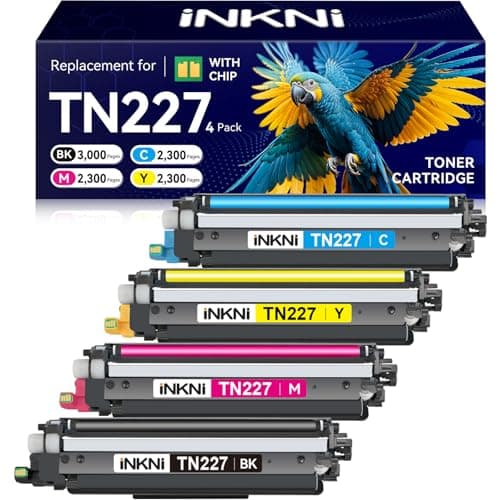 TN227 high yield toner cartridge 4 pack(with chip) Compatible Replacement for brother tn227 tn227bk tn223 tn-227 tn-227bk toner for HL-L3270CDW MFC-L3770CDW MFC-L3710CW HL-L3290CDW MFC-L3750CDW Prints - Image 1
