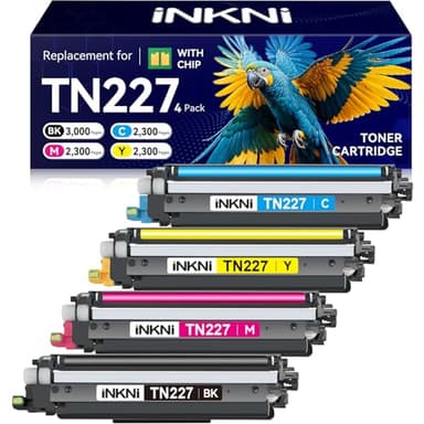 TN227 high yield toner cartridge 4 pack(with chip) Compatible Replacement for brother tn227 tn227bk tn223 tn-227 tn-227bk toner for HL-L3270CDW MFC-L3770CDW MFC-L3710CW HL-L3290CDW MFC-L3750CDW Prints - Image 1