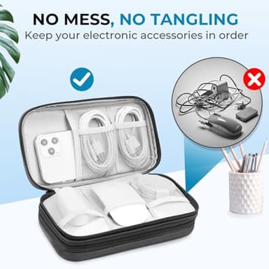 FYY Electronic Organizer, Large Travel Cable Organizer Bag Electronic Accessories Carry Case Pouch Portable Waterproof Double Layers All-in-One Storage Bag for Cable, Cord, Charger, Black - Image 5
