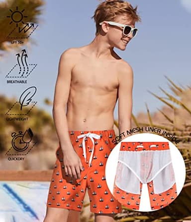 Rolimaka 3 Pack Boy's Swim Trunks Kid Board Shorts with Mesh Lining Youth Swimwear 10 12 - Image 6
