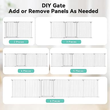 COMOMY 150" Extra Wide Baby Gate With Door - Auto Close Fence Play Area for House Doorways, Fireplace - Walk Through Pet Gate, Hardware Mounted, 6-Panels (30" Tall, White) - Image 4