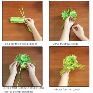 HQJAXJ 6 Pieces Large Pull Bows,Pull Bow for Gifts Wrapping Party Birthday Holiday Gift Boxes Bow Basket Packaging Bows for Valentine's Day Presents Flower Decorations (Fruit green) - Image 5