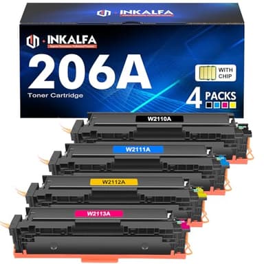 206A Toner Cartridges 4 Pack M283fdw M283cdw 206X Set Compatible Replacement for HP 206A 206X Color Laserjet Pro MFP M283fdw M283cdw M283 Pro M255dw Printer Ink High Yield (with Chip-B/C/Y/M) - Image 1
