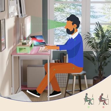 Pamray 39 Inch Computer Desk with Monitor Stand Small Home Office Desks with Non-Woven Storage Drawer for Bedroom Study Table Writing and Work Desk Pink - Image 5