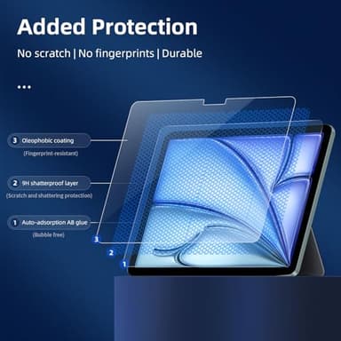 NEW'C 2 Pack Designed for iPad Air 2025 11 inches (M3), iPad Air 2024 11 inches (M2) Screen Protector Tempered Glass, Bubble Free, Ultra Resistant - Image 6
