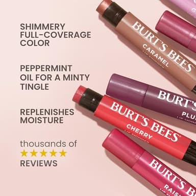 Burt's Bees Shimmer Lip Tint Set, Tinted Lip Balm Stick, Moisturizing for All Day Hydration with Natural Origin Glowy Pigmented Finish & Buildable Color, Rhubarb (4-Pack) - Image 3