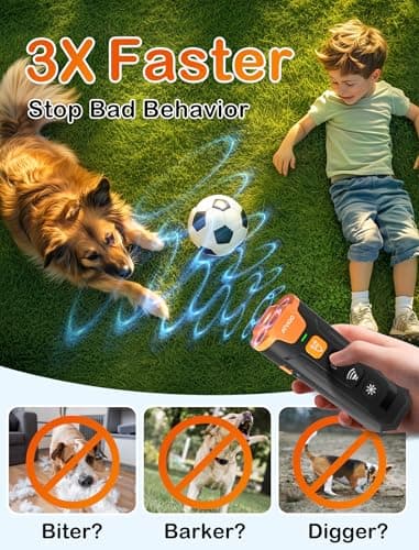Dog Bark Deterrent Device - Ultrasonic Anti-Barking Devices with 3X Sonic Emitters, Up to 50FT Long Range & Rechargeable Bark Control - Safe for Dogs Training - Indoor & Outdoor (Black) - Image 3
