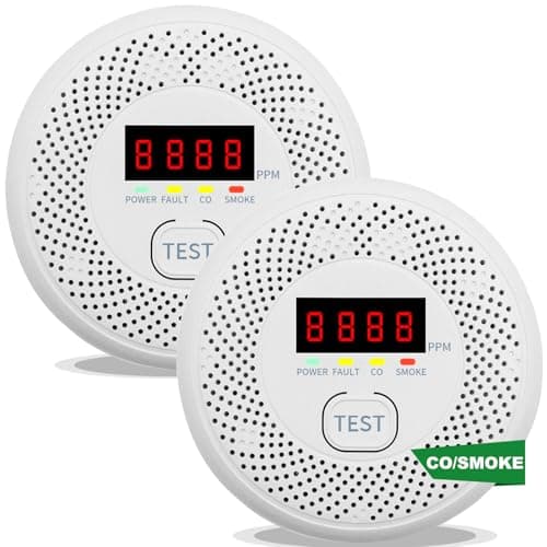 Vzmcov Carbon Monoxide and Smoke Detector LCD Display, Battery Powered, Dual sensors, 85dB Voice Alarm and Real-time Tracking, Suitable for Home/Kitchen/Bedroom/RV (Small Screen, 2Pack-CO&Smoke) - Image 1