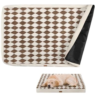 Tivray Dog Bed Cover, Washable Replacement Large Dog Bed Sheet with 3-Sided Continuous Zipper, Waterproof Liner, Soft Plush, Pet Mattress Fluffy Protector, 36x27x3 inch - L, Cover Only Khaki - Image 1