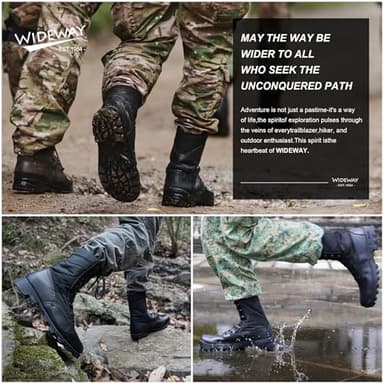 WIDEWAY Men's Military Jungle Combat Boots Black Boots For Men Slip Resistant Leather Tactical Work Boots, All Day Comfortable and Breathable Botas militares para hombres（6-8inch） - Image 6