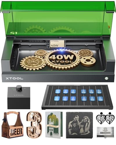 xTool S1 40W Laser Engraver and Cutter Machine with Air Assist & Honeycomb, 23.93" x 15.16" Bed Size, Beginner-Friendly, Laser Engravering Machine for Wood and Metal, Acrylic, etc. - Basic Bundle - Image 1