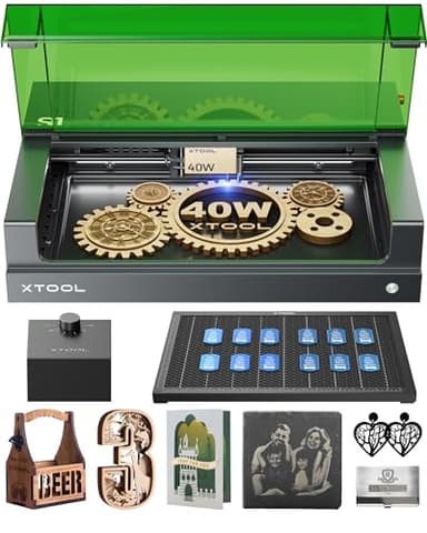 xTool S1 40W Laser Engraver and Cutter Machine with Air Assist & Honeycomb, 23.93" x 15.16" Bed Size, Beginner-Friendly, Laser Engravering Machine for Wood and Metal, Acrylic, etc. - Basic Bundle - Image 1