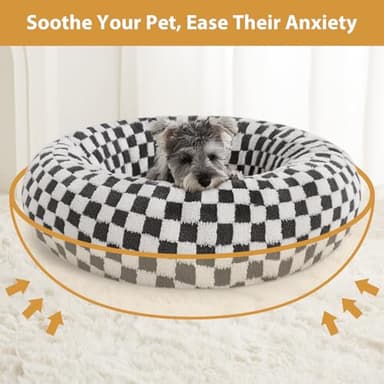 BFPETHOME Donut Dog Beds for Small Dog, Round Cat Beds for Indoor Cats, Calming Pet Bed for Puppy and Kitty with Non-Slip Bottom, Cute Fancy Puppy Bed Machine Washable Plush Fabric - Image 7
