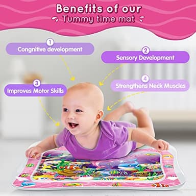 Infinno Tummy Time Water Mat for Babies, Baby Toys for 3 6 9 Months Girls and Boys Sensory Development, Great Gift Idea for Newborns - Image 2