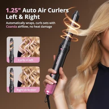 7-in-1 Hair Dryer Brush & Hair Styler, Fast Drying Blow Dryer & Curling StylingTool, Hot Air Styler No Heat Damage, Powerful Multi-Styler for Curling Volumizing Straightening Styling (Blush Pink) - Image 6