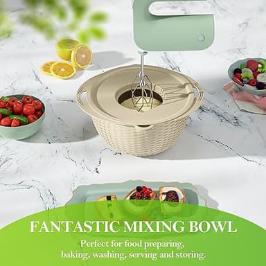 4-1 Colander with Bowl Set - Rotatable Strainers for Kitchen, Food Strainers and Colanders, Funny Presents for Women, Fruit Cleaner, Veggie Wash, Aesthetic Kitchen Gadget Essentials - Beige - Image 6