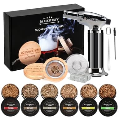 Cocktail Smoker Kit with Torch – 6 Flavors Wood Chips – Bourbon, Whiskey Smoker Infuser Kit, Old Fashioned Drink Smoker Kit, Birthday Bourbon Whiskey Gifts for Men, Dad, Husband (Without Butane) - Image 1