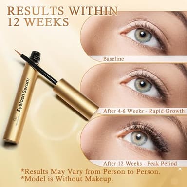 Recuren Plus Premium Eyelash Growth Serum: Advanced Vegan Formula for Longer Thicker Lashes (Champagne Gold) - Image 4