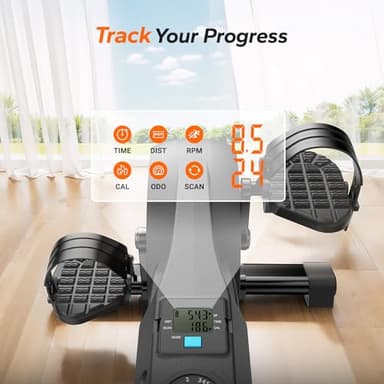 Under Desk Bike Pedal Exerciser, Quiet Magnetic Mini Exercise Bike with MERACH App for Arm, Leg Recovery, Physical Therapy, Smooth Foot Desk Cycle with 2 Resistance Bands & Non-Slip Mat - Image 7