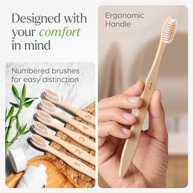 VIVAGO Bamboo Toothbrushes Bulk Soft Bristles (50 Pack) - Eco-Friendly, Natural Wooden Toothbrush - Image 5