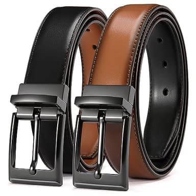 CHAOREN Mens Belts Leather 1 Pack - 1.25" Reversible Belts for Men for Dress Pants - One Belt, Two Colors - Image 1