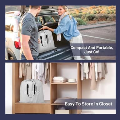 KNZZO Air Mattress Full with Built-in Pump, Blow Up Mattress with Soft Flocked Top, Leakproof Inflatable Mattress, Foldable Waterproof Air Bed for Home, Guests, Camping, with Storage Bag - Image 7