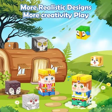 Magnetic Blocks with Forest Animals Toys, Build Mine Magnet World Set, Magnetic Tiles Building for Boys & Girls Age 4-8 5-7, STEM Montessori Sensory Toys for Toddlers Kids Gifts for 3+ Years Old - Image 4