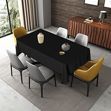 Fitable Rectangle Tablecloth Stain and Wrinkle Resistant Washable Polyester Table Cloth for Buffet Parties and Camping (60x84 inch, Black) - Image 2