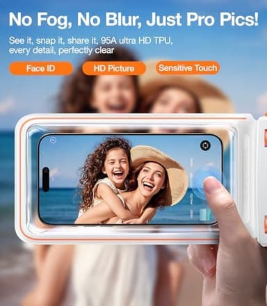 TORRAS 2 Pack IPX8 Waterproof Phone Pouch Floating, Underwater Screen Touchable, Waterproof Phone Case with Lanyard for iPhone 16 Pro Max 15 14 13 S25 Ultra S24, Cell Phone Dry Bag 7.0", Black & White - Image 6