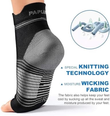Plantar Fasciitis Sock (6 Pairs) for Men and Women, Compression Foot Sleeves with Arch and Ankle Support (Black, Large - Image 6