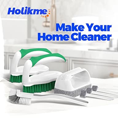 Holikme 7 Pack Deep Cleaning Brush Set, Scrub Pads with Scraper Tip for Pool Walls, Bathroom, Grout, Floor, Tub, Shower and Kitchen Surface (Green) - Image 7