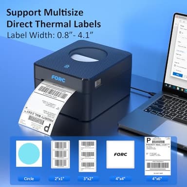 Forc Shipping Label Printer,Bluetooth Thermal Label Printer 4x6 for Small Business for Amazon,Ebay,Etsy,Shopify Shipping Packages,USPS,UPS,Support Windows, Mac, iOS, iPhone, Android(Black) - Image 6