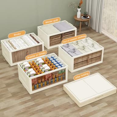 3Packs Stackable Storage Bins with Lid, 36 Gal Closet Organizer and Storaging Drawer, Collapsible Storage Box with Wheels, Plastic Clothes Storage Cabinet Containers for Home, Office, Dorm - Image 3