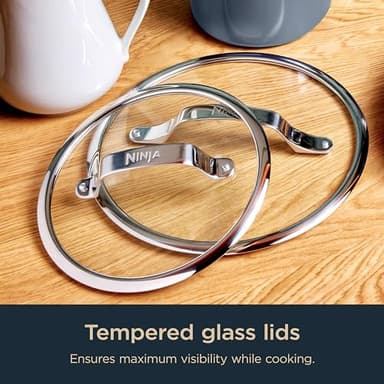 Ninja Ceramic Pro 14-Piece Cookware Set, Non-Stick Pots & Pans Set with Glass Lids, Nontoxic, PTFE Free, Ceramic Coated, Oven Safe, All Stovetops & Induction Compatible, Midnight Blue, CW39014MM - Image 9