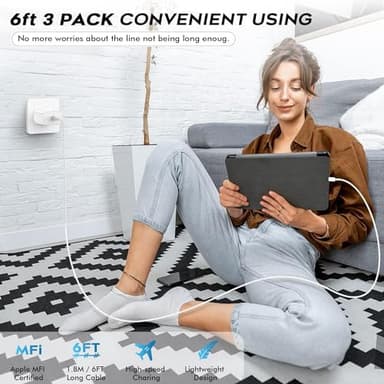 Fast USB C Charger Block,3Pack Long 6FT USBC to USBC Cable iPad Cord 20W iPhone 17 Pro Max Charger Travel Plug Fast Charging for iPhone 17/17 Air/17 Pro/16/16e/16 Pro/16Plus/15/15Pro/Pro Max/Plus,iPad - Image 7