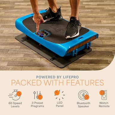 LifePro Rumblex 4D Pro Vibration Plate - Whole Body Vibration Platform Exercise Machine - Home Workout Equipment for Weight Loss, Toning & Wellness - Full Bundle of Bands, Straps & Accessories (Blue) - Image 5