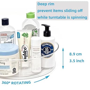 YCLADEC 4 Pack Lazy Susan 11.5" Inch Turntable Organizer Organization Storage Container Bins Spice Rack Cabinet Rotating Condiment for Pantry Countertop Kitchen Vanity Bathroom Jewelry Holder Clear - Image 8