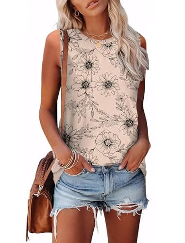 Tops for Women Trendy Summer Clothes Dressy Casual Basic Tees for Teens Resort Wear 2025 Flower Apricot Boho XL - Image 2