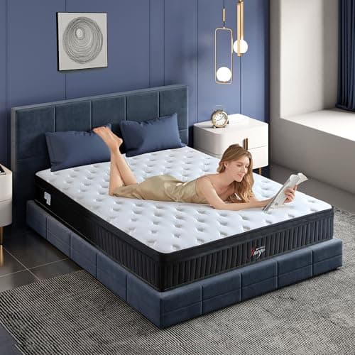 Juego Queen Mattress, 12 Inch Mixed Memory Foam Mattress. Bagged Spring, Zoned Pressure Relief, Medium Firm Feel, Motion Isolation, Deep Sleep, Certified Safe Foams and Fabric, CertiPUR-US,Black - Image 1