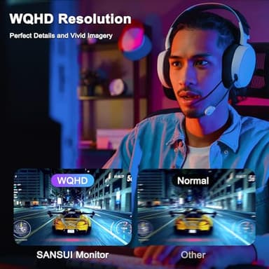 SANSUI 27 Inch WQHD 2560 x 1440 IPS Gaming Monitor, 180Hz 1ms Computer Monitor, DP 1.2 x2 | HDMI 2.0 x2 | VESA Mount, 120% sRGB HDR Eye Care Metal Stand (DP Cable Included) - Image 3