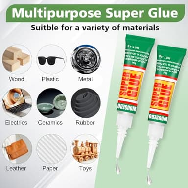 WOUSEDO 36 X 3g Super Glue Clear, Strong Adhesive,Super Glue Fast Drying Cyanoacrylate Glue for Wood,Rubber,Leather, Plastic, Metal, Rhinestone Jewelry, DIY Crafts and More - Image 2