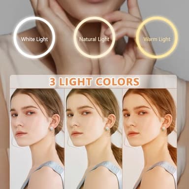 Auxmir 1X/30X Wall Mounted Makeup Mirror with Light, 8" Rechargeable Double-Sided Magnifying Mirror, Vanity Mirror Dimmable 3 Color Light, 360° Extension Rotation Foldable 14.5 Inch Arm, Black - Image 3