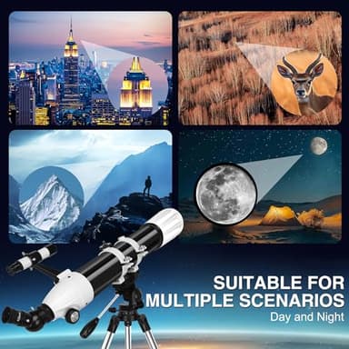 Telescope, 90mm Aperture 900mm Astronomical Refractor Telescope for Adults High Powered - Multi-Coated Professional Telescopes for Astronomy Beginners with AZ Mount, Portable Carry Bag, Phone Adapter - Image 7