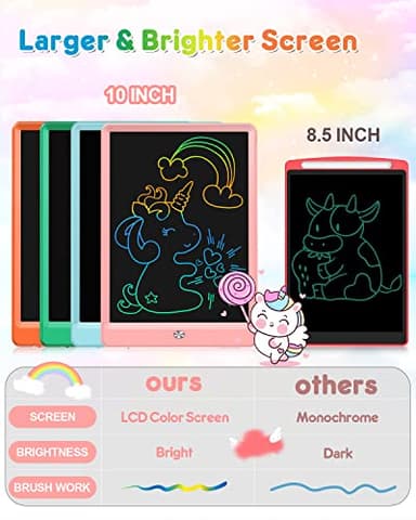 FLUESTON LCD Writing Tablet, Doodle Board Toys Gifts for 3-8 Year Old Girls Boys, 10 Inch Colorful Electronic Board Drawing Pad for Kids, Gifts for Toddler Educational Learning Travel Birthday, Pink - Image 3
