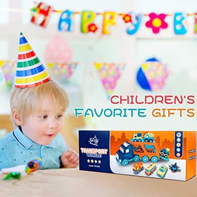 9 Pack Cars Toys for 2 3 4 5 Years Old Toddlers Boys & Girls Gift, Big Transport Truck with 8 Small Cute Pull Back Trucks, Carrier Truck with Sound & Light 13.5 * 5.5 inch, 2.5 *1.6 inch - Image 8