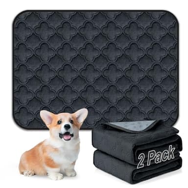 FunFurry Washable Pee Pads for Dogs - 2 Pack Reusable Pee Pads，Waterproof Puppy Pads，Pet Training Pads，Super Absorbent with Dog Paw Shape Non-Slip Backing (Dark Grey, 18" X 24" - 2 Pack) - Image 1