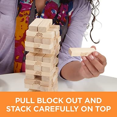 Hasbro Gaming Jenga Wooden Blocks Stacking Tumbling Tower Game | Party Games for Kids & Families | Stocking Stuffers | Ages 6+ (Amazon Exclusive) - Image 4