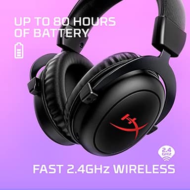 HyperX Cloud II Core Wireless - Gaming Headset for PC, DTS Headphone:X Spatial Audio, Memory Foam Ear Pads, Black - Image 2