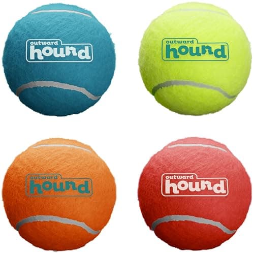 Outward Hound Squeaker Ballz 4-Pack Tennis Ball Dog Toys with Squeaker, Interactive Fetch Play for Pets Under 50 lbs, Training Balls for Indoor & Outdoor Exercise, Medium, 2.5-inch - Image 1