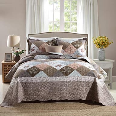 Travan 3-Piece Queen Quilt Sets with Shams Oversized Bedding Bedspread Reversible Soft Coverlet Set, Queen Size - Image 1